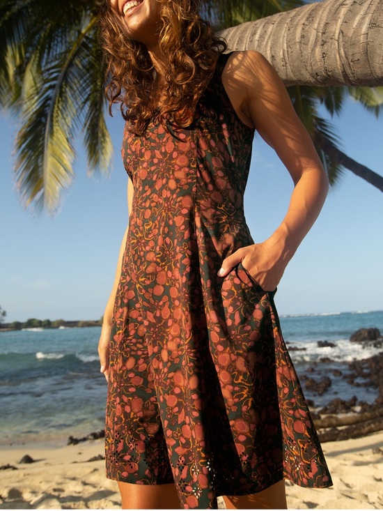 Toad&Co Dresses & Skirts - Floral A-Line Sundress in Rust and Olive